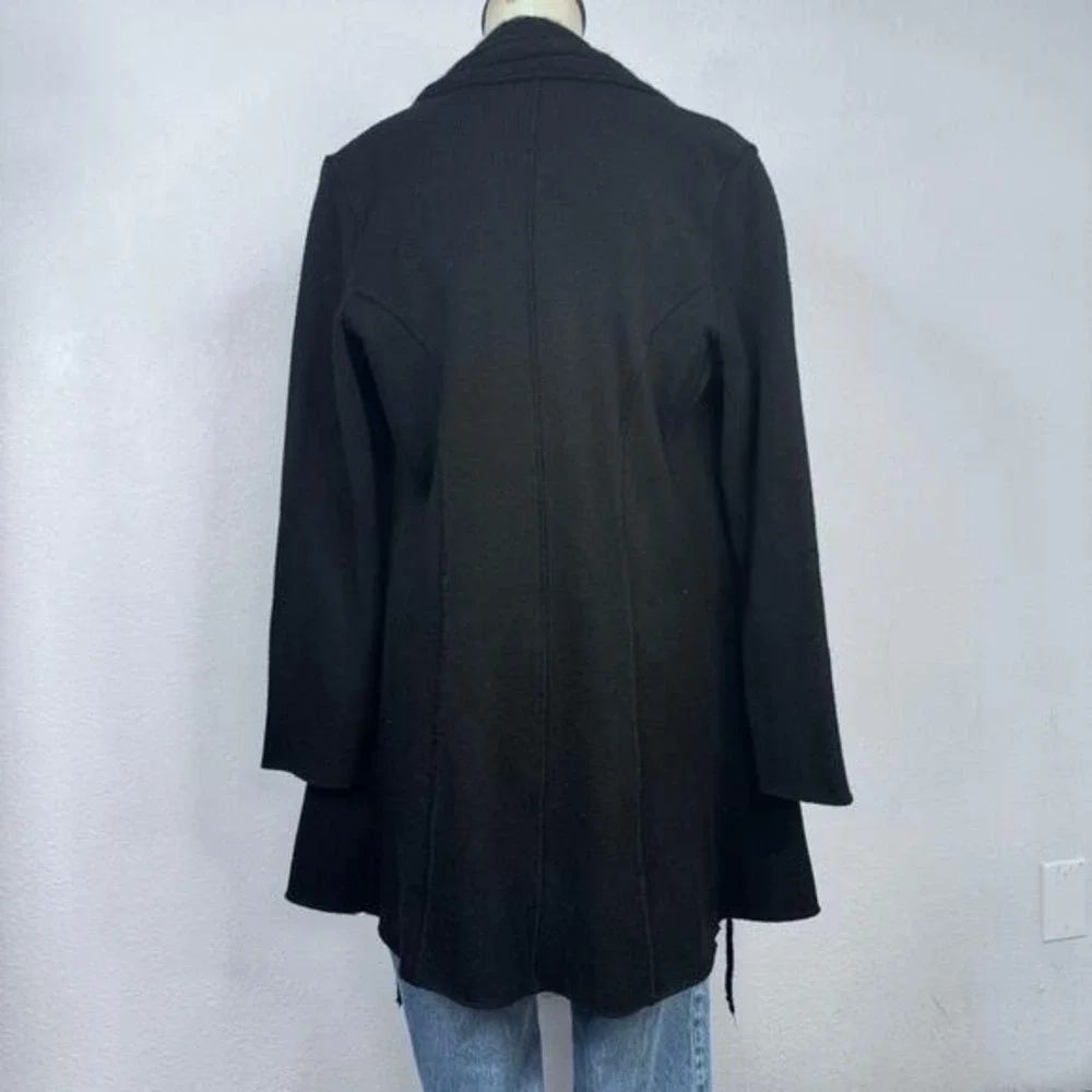 Clorinda Made in Italy‎ Black Merino Wool Mohair Blend Longline Cardigan Sweater